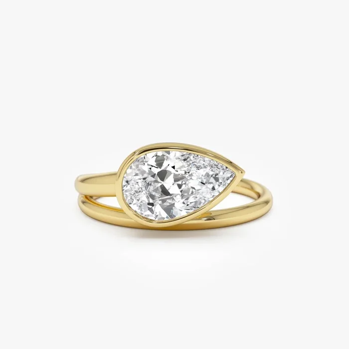 1.5 Ctw Pear Bezel Setting Lab Diamond Ring – Mira