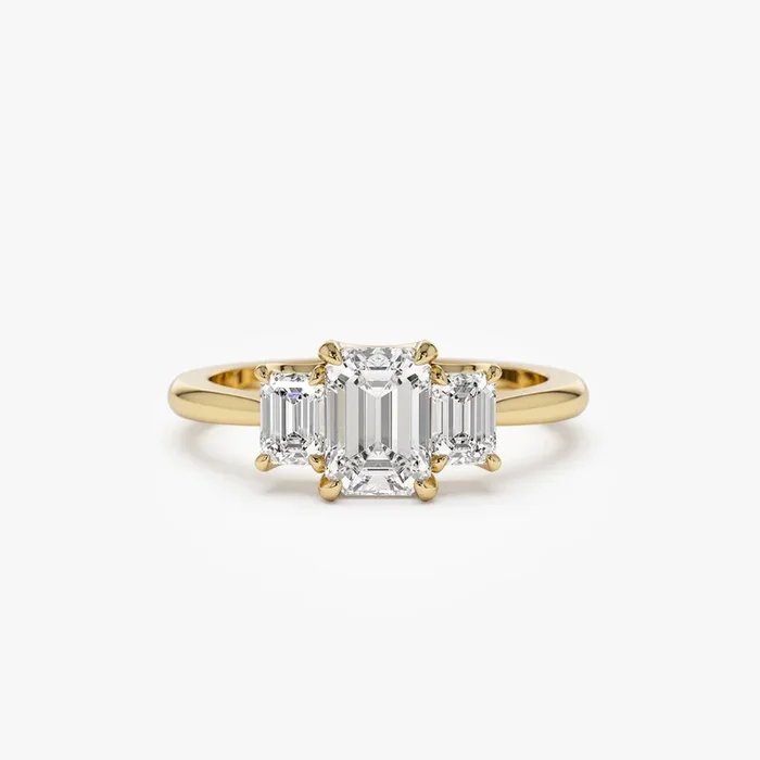 1.50 ctw 14k Emerald Cut Lab Grown Diamond Three Stone Engagement Ring – Julie