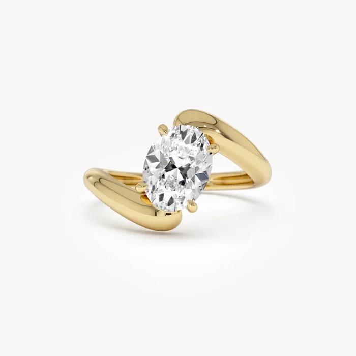 1.50 Ctw 14k Lab Grown Oval Shaped Diamond Bypass Ring – Flavia