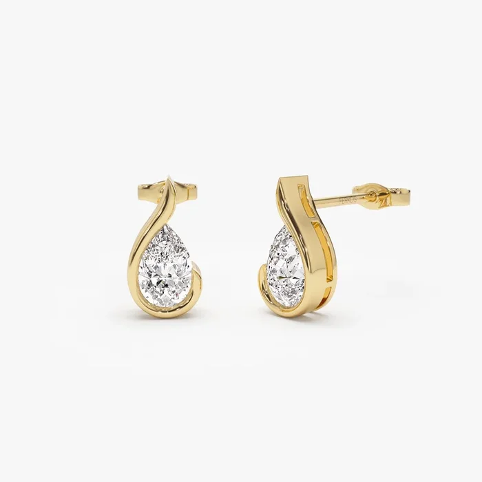 1.50 ctw 14k Pear Shaped Unique Lab Grown Diamond Studs – Eden