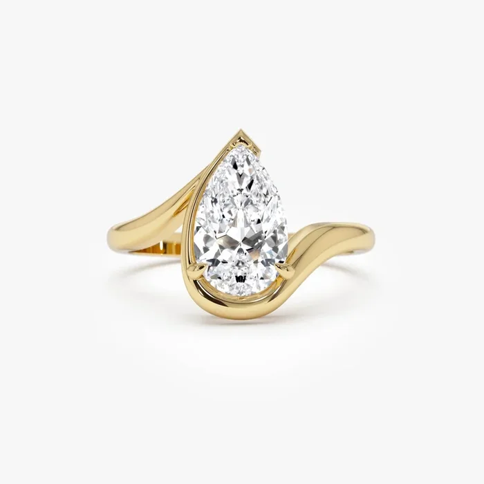 1.50 Ctwt 14k Gold Lab Grown Pear Diamond Ring with Bypass Design – Novelle