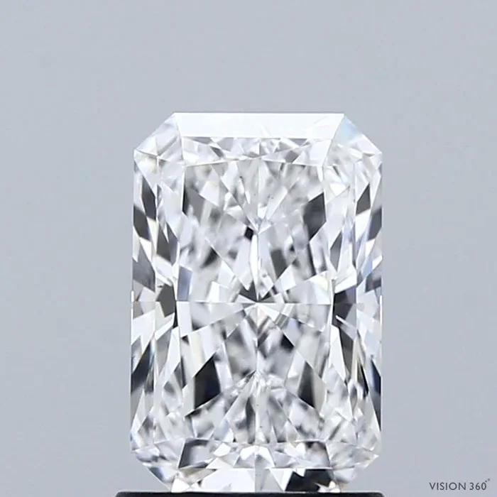 1.53 Carat Radiant Shaped, Ideal Cut, D Color, VS1 Clarity, IGI Certified Lab Grown Diamond