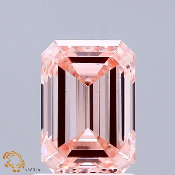 1.54 Carat Emerald Shaped, Ideal Cut, FANCY INTENSE PINK Color, VS2 Clarity, IGI Certified Lab Grown Diamond