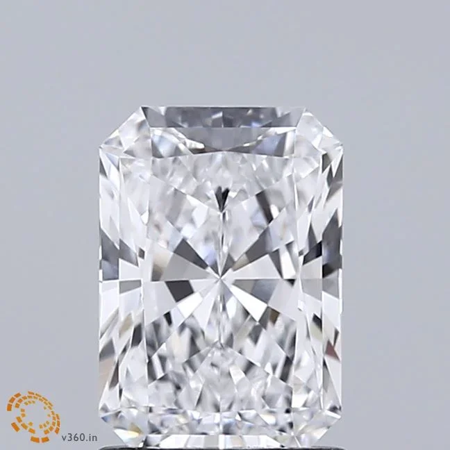 1.54 Carat Radiant Shaped, Ideal Cut, D Color, VVS2 Clarity, IGI Certified Lab Grown Diamond