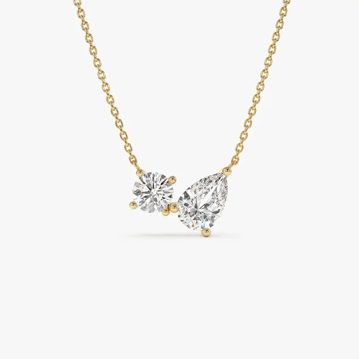 1.55 ctw 14k Pear Shaped and Round Lab Grown Diamond Neklace – Maria