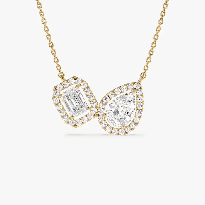 1.55 ctw Lab Grown Pear & Emerald Cut Toi et Moir Halo Setting Necklace – Sanaa