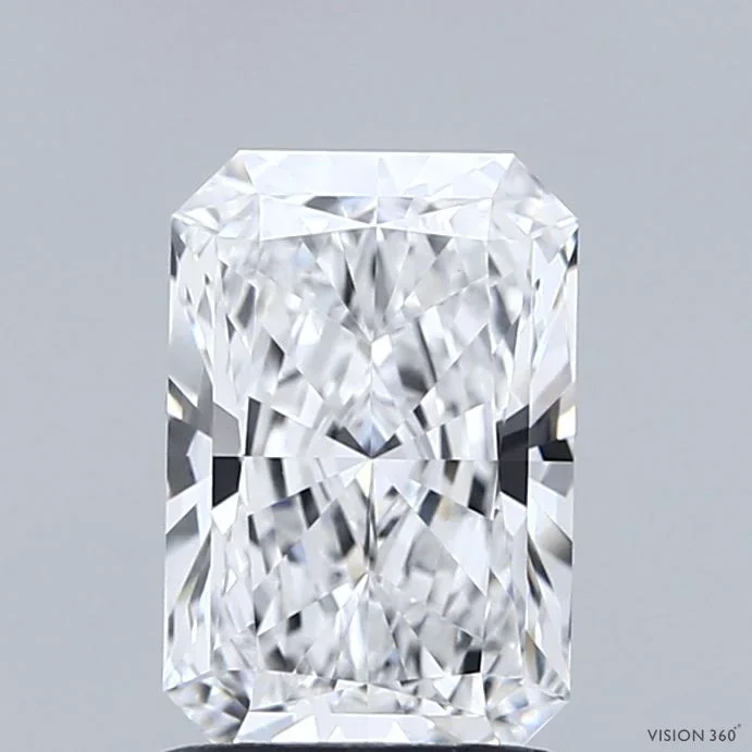 1.58 Carat Radiant Shaped, Ideal Cut, D Color, VVS2 Clarity, IGI Certified Lab Grown Diamond
