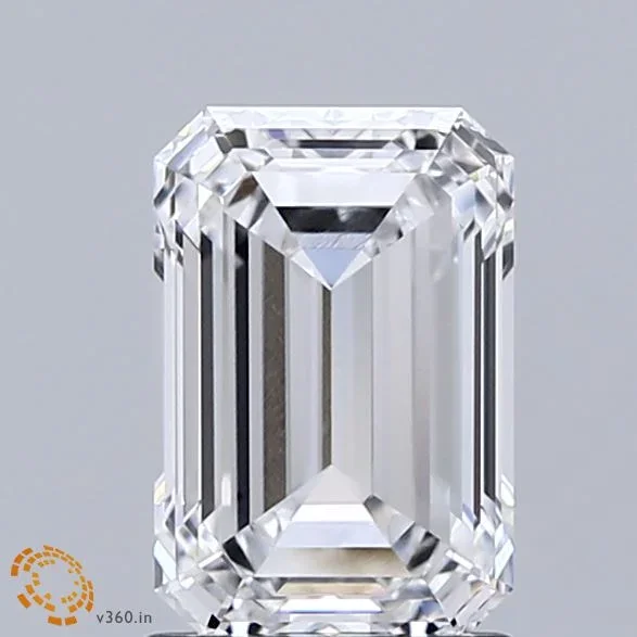1.59 Carat Emerald Shaped, Ideal Cut, D Color, VVS1 Clarity, IGI Certified Lab Grown Diamond