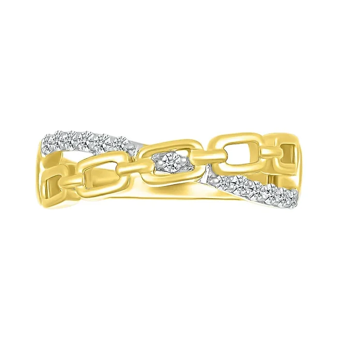 1/6 CTW Natural Diamond Fashion Link Ring in 10KT Yellow Gold