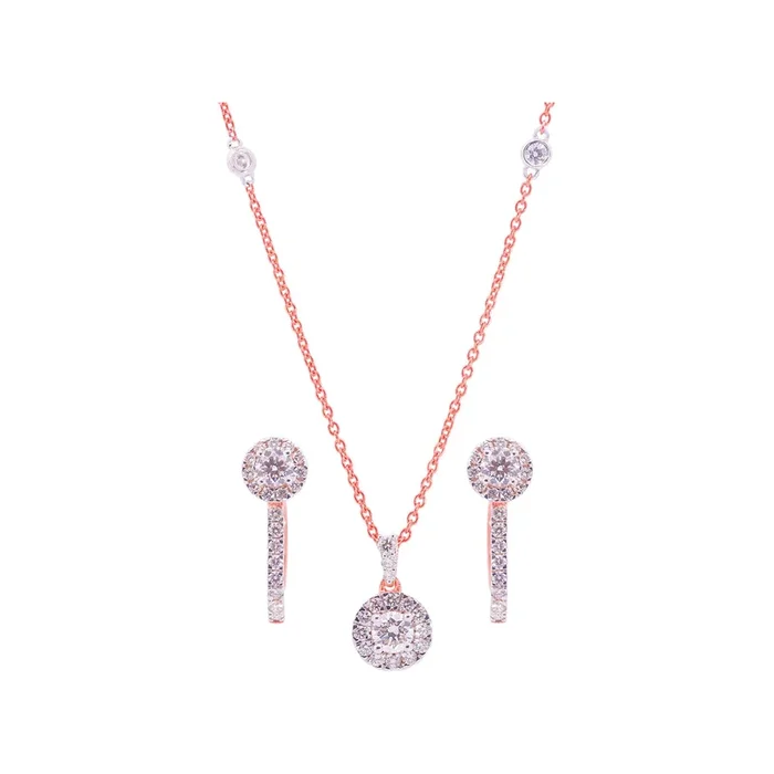 1.62 Ct VVS/FG Diamond Pendant Set in 18K Rose Gold