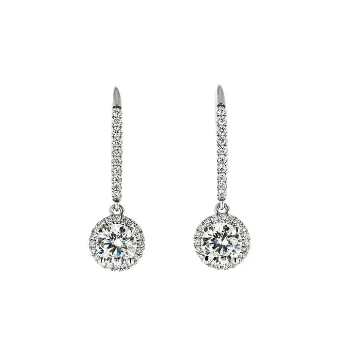 1 ⁷/₈ ctw Accented French Hook Halo Earrings