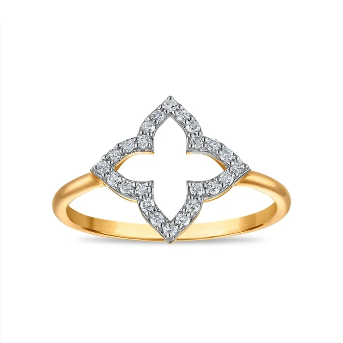 1/7 CTW Natural Diamond Clover Ring in 10KT Yellow Gold