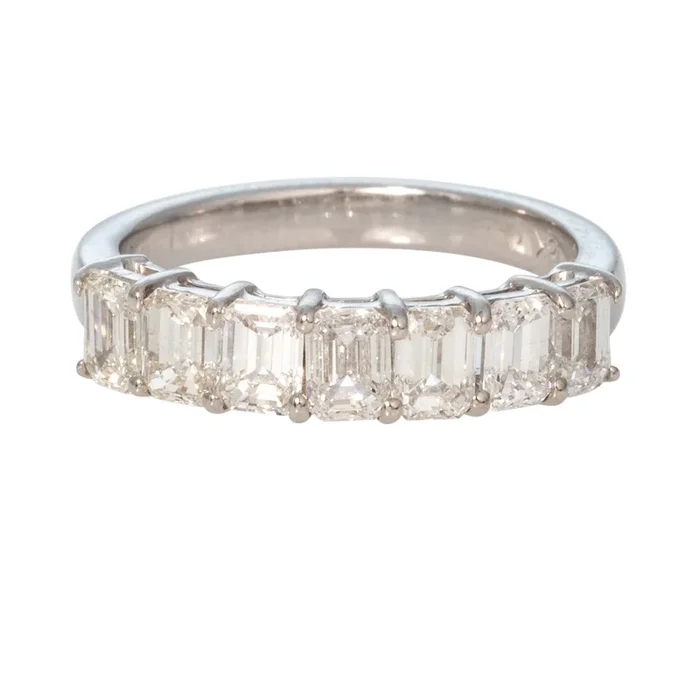 1.85ctw Emerald-Cut Diamond Halfway 18K White Gold Band