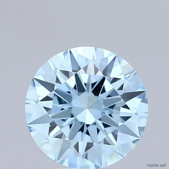 1.87 Carat Round Shaped, Ideal Cut, FANCY VIVID BLUE Color, VS2 Clarity, IGI Certified Lab Grown Diamond