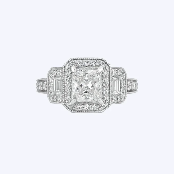1.93ctw Vintage-Style Radiant-Cut Diamond Ring