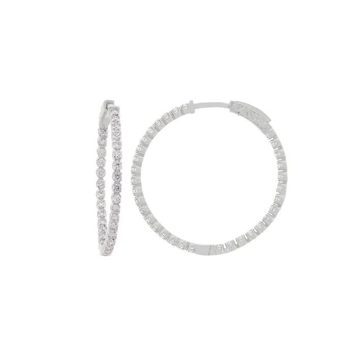 1.96Ct VVS/FG Diamond Bali/Hoops in 18K White Gold