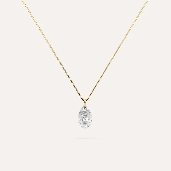 1 carat Floating Pear Diamond Necklace