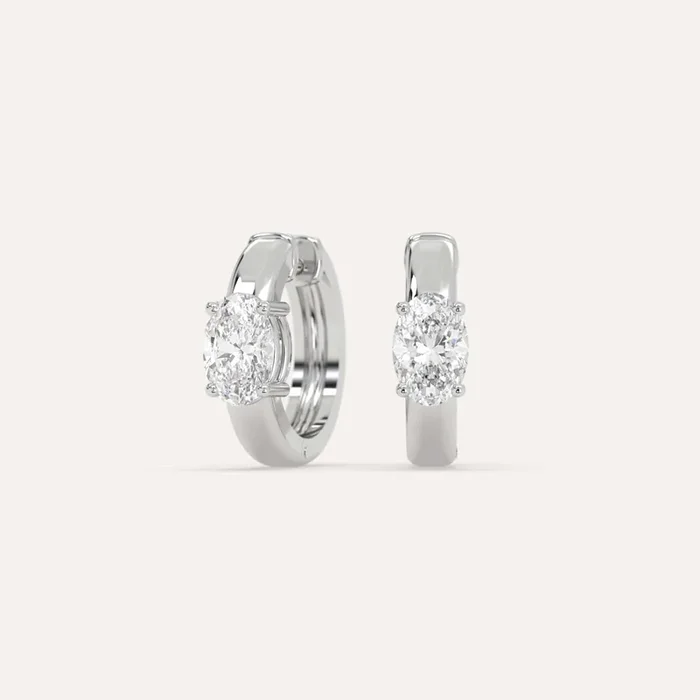 1 carat Oval Diamond Hoop Earrings