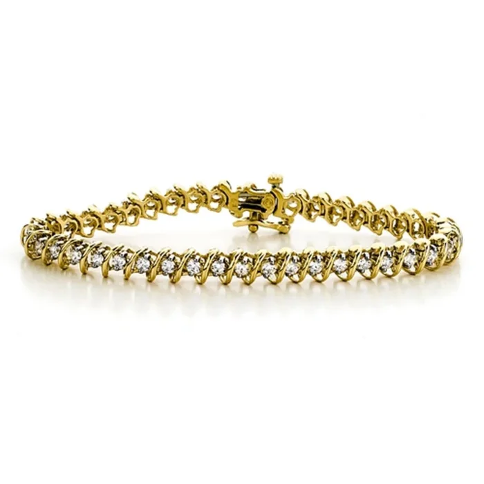 1 CTW Natural Diamond Tennis 7-inch Bracelet in 10KT Yellow Gold