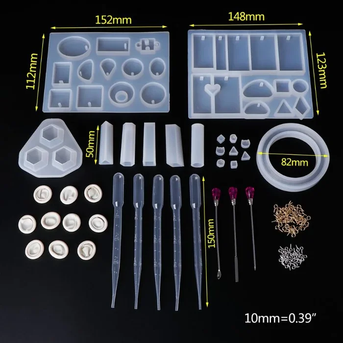 1 Set Silicone Mold Mix Stick Dropper Clasp DIY Jewelry Making Accessories Tools Molds Geometric Epoxy Resin Combination Crafts