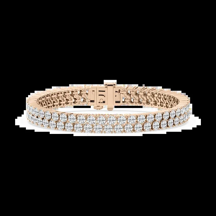 10 ctw Round Lab Grown Diamond Offset Double Row Tennis Bracelet – 7 Inches – Signature Collection