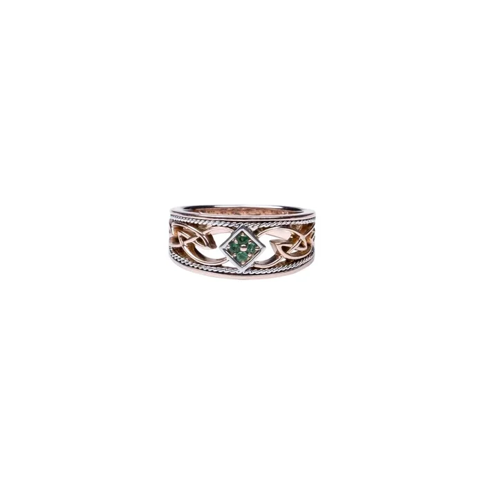 10k Rose and White Gold Emerald Eternity Knot ‘Rosail’ Ring