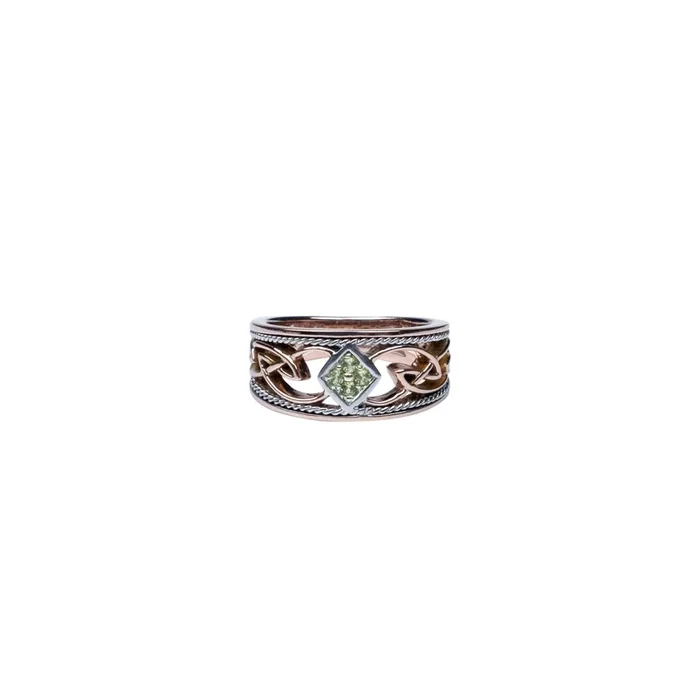 10k Rose and White Gold Peridot Eternity Knot ‘Rosail’ Ring