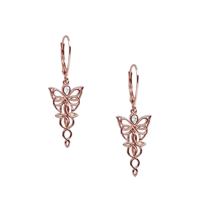 10k Rose Gold Butterfly Earrings – Cubic Zirconia