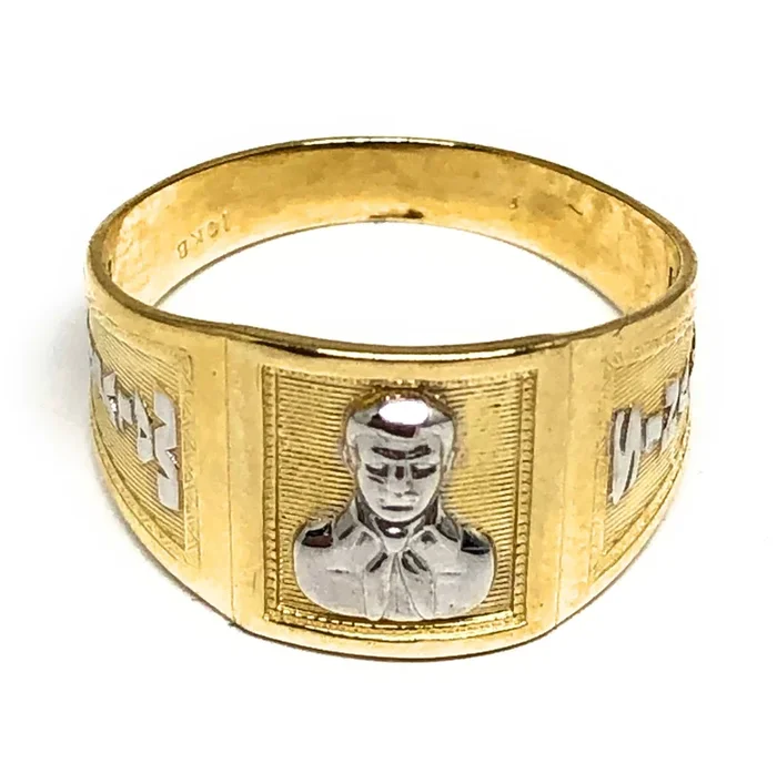 10k Solid Gold 2 Tone Jesus Malverde Sinaloa Ring