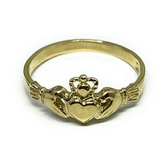 10k Solid Gold Claddagh Crown Ring
