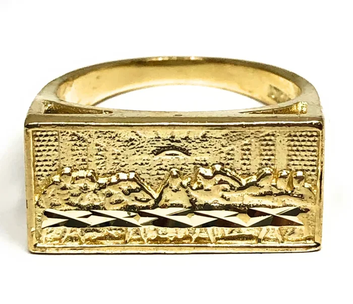 10k Solid Gold Classic Square Last Supper Ring