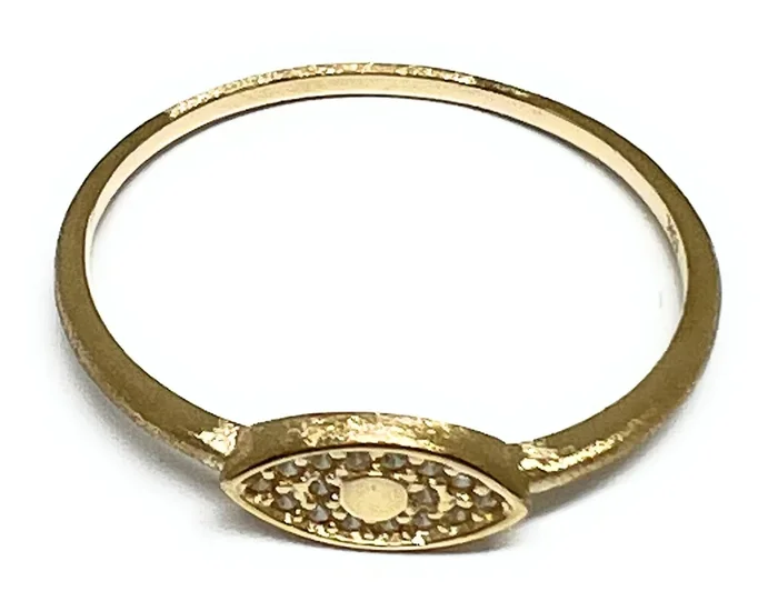 10k Solid Gold Evil Eye CZ Matte Dainty Ring (FC 157)