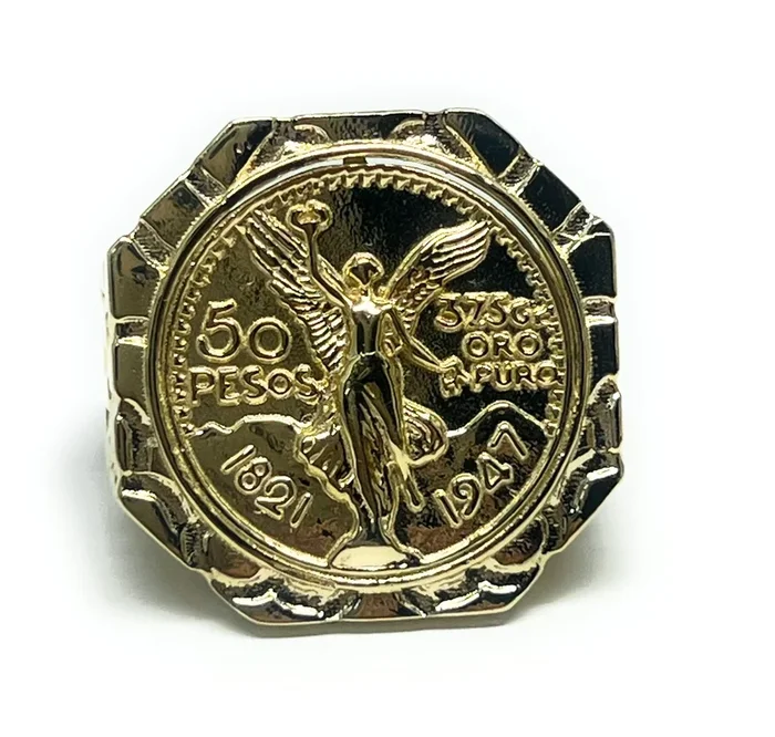 10k Solid Gold MEXICAN CENNTENARIO 50 COIN NUGGET Ring (10g~)