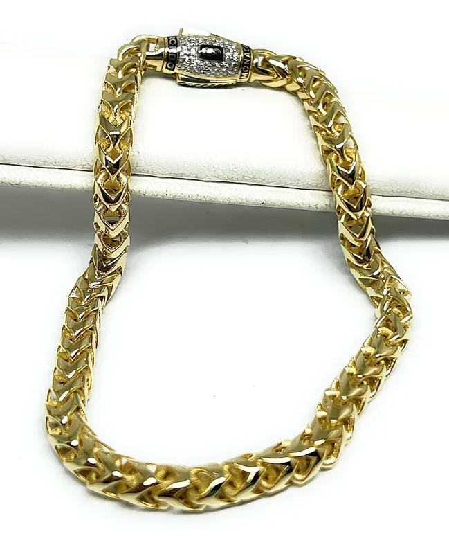 10k Solid Gold Monaco “RONDO” FRANCO LINK Brracelet 7-8 inch 5mm CZ LOCK (Semi-Hollow)