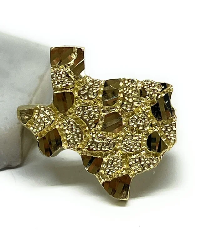 10k Solid Gold TEXAS Nugget Ring (MED, LG)