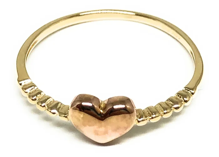 10k Solid Gold Yellow & Rose Gold Heart Ring (FC 66)