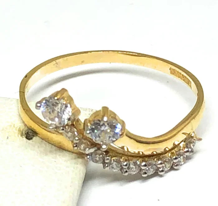 10k Solid Gold Yellow & White Gold CZ Ring
