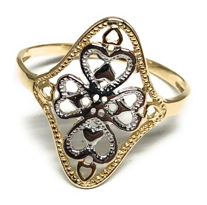 10k Solid Gold Yellow & White Gold Hearts Ring (FC 126)