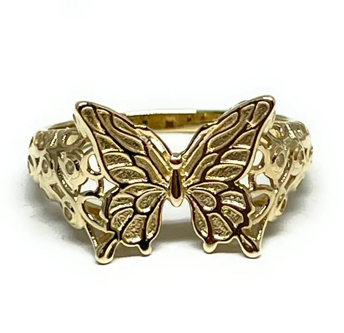 10k Solid Gold Yellow Butterfly CZ Ring (FC 307)