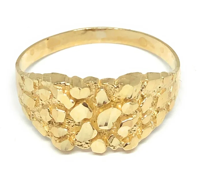10k Solid Gold Yellow Classic Nugget Ring (MED,LG)