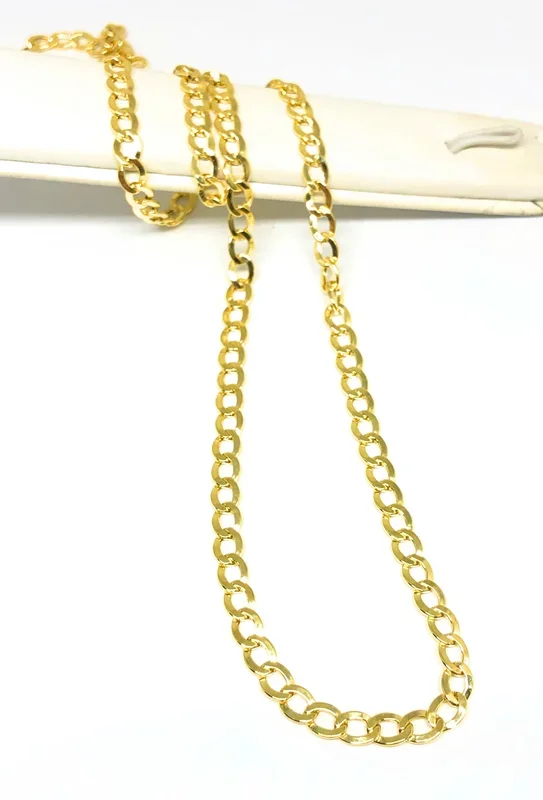 10k Solid Gold Yellow Cuban CURB Link Chain 18-30 inches 4.8-5.3mm (Semi-Hollow Style)