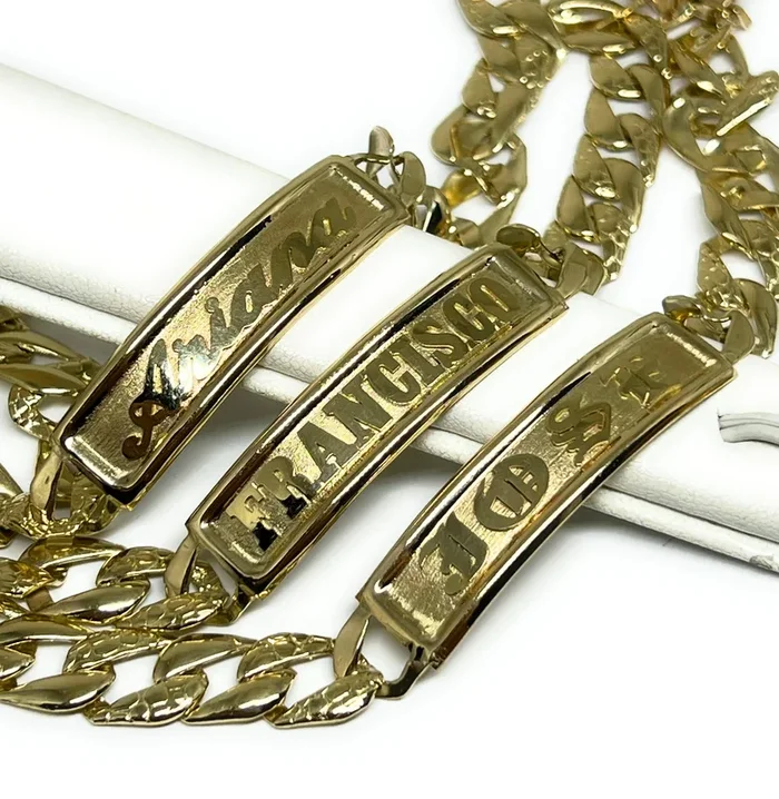 10k Solid Gold Yellow Cuban Link SUPERIMPOSED (SOBREPUESTO) CUSTOMIZED 3D NAME Brracelet 8.5 INCH 9.5mm WIDTH (~16g)