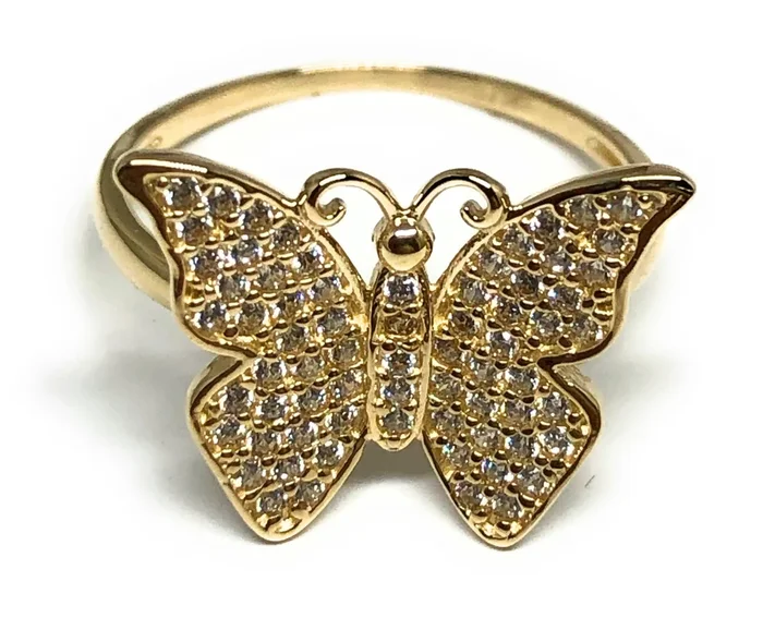10k Solid Gold Yellow CZ Butterfly Ring (FC 51)
