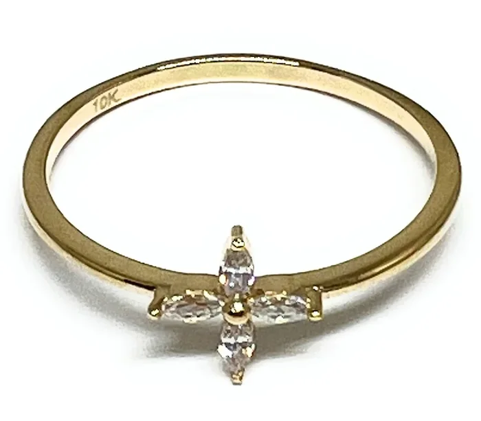 10k Solid Gold Yellow CZ Flower Ring (FC 151)