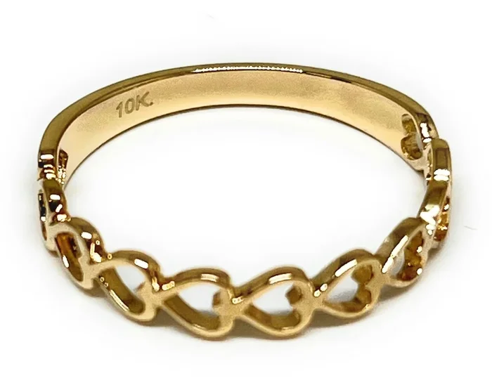 10k Solid Gold Yellow Dainty Heart Band Ring (FC 133)