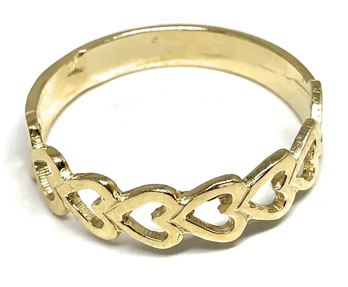 10k Solid Gold Yellow Heart Band Ring