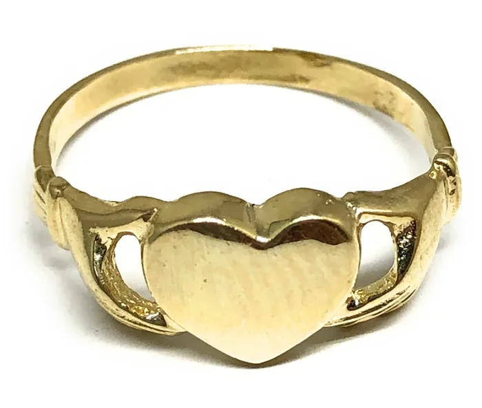 10k Solid Gold Yellow Heart Signet Ring (LG)