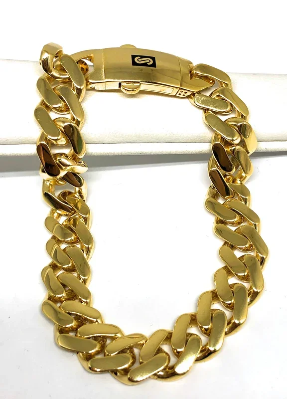 10k Solid Gold Yellow Monaco Miami Cuban Link Brracelet 8-8.5 inch 11.3mm Width (SEMI-HOLLOW STYLE)