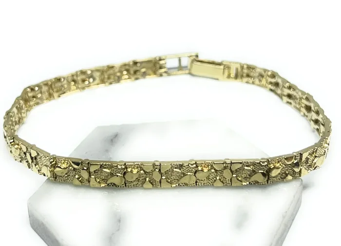 10k Solid Gold Yellow NUGGET 7.5-8 INCH 5.5-12MM BRRACELET