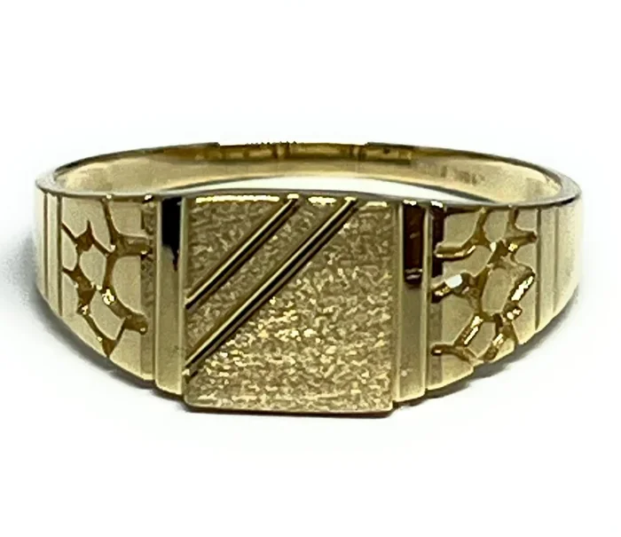 10k Solid Gold Yellow Nugget SQUARE Ring 7.5MM (FC 266)